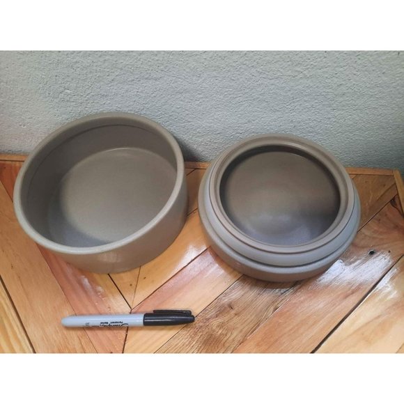 7"x 7" Round Carved Ceramic Box Gray - Threshold designed with Studio McGee - Picture 2 of 3